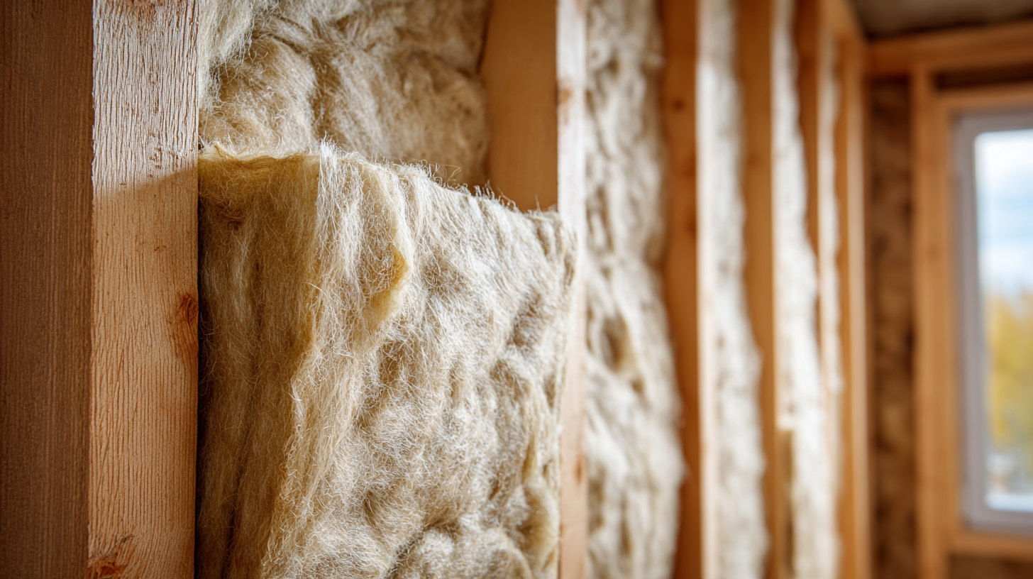 Mineral wool insulation batts installed between wall studs for soundproofing